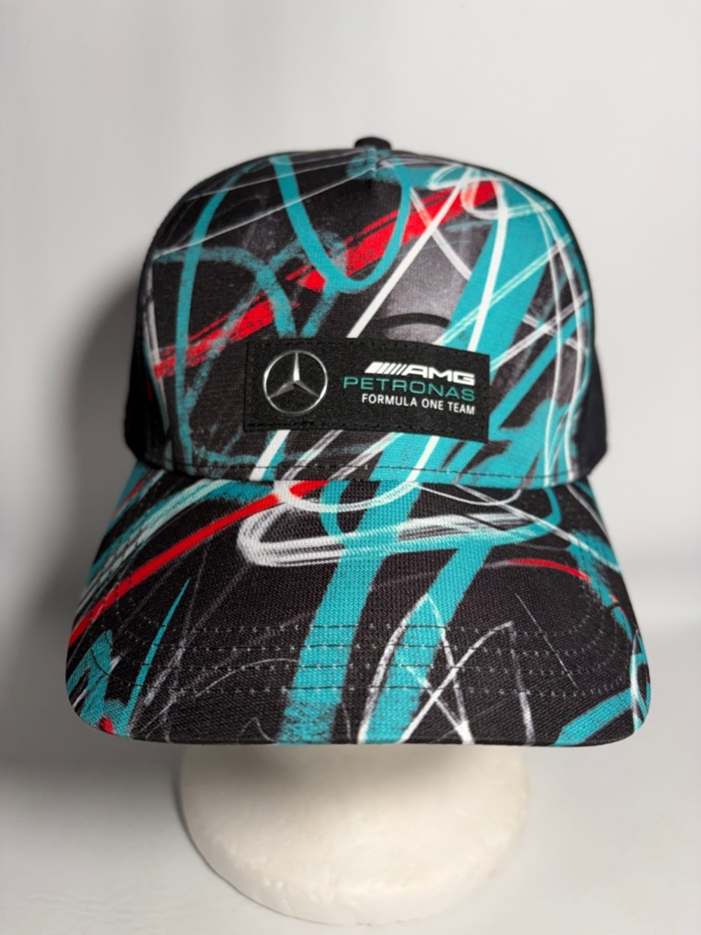 Mercedes NEW AMG Petronas Graffiti Snapback Cap - Teal/Black/Red